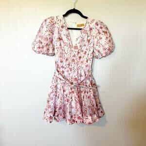 Lakeyo Anselma belted puff sleeve fit and flare mini Dress xs nwt